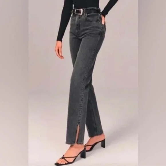 Abercrombie & Fitch Dark Gray 90s Straight Ultra High Rise (28) - Picture 2 of 8